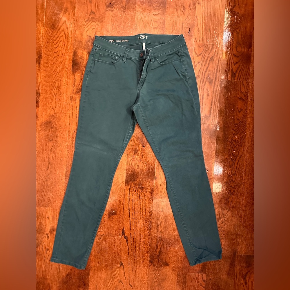 LOFT Women's Teal Curvy Skinny Jeans